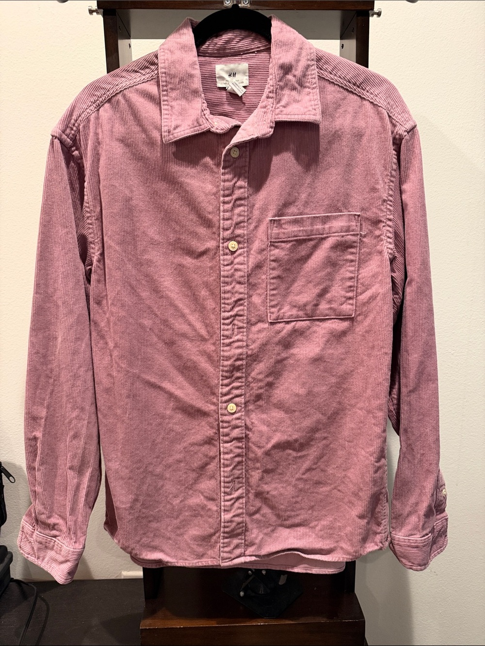 Men's Corduroy Button-Up Shirt - Pink